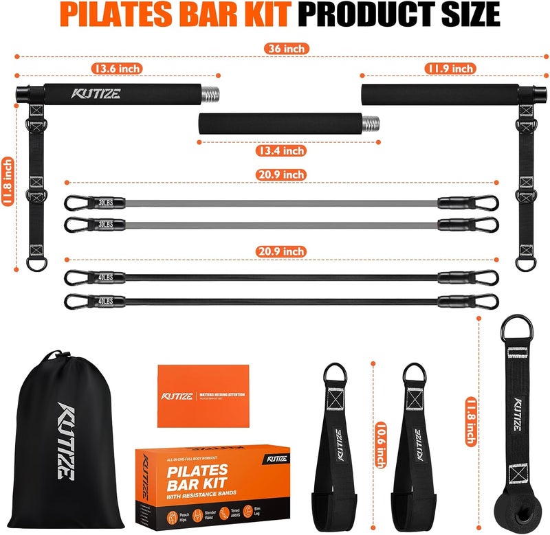 KUTIZE Pilates Bar Kit with Resistance Bands, Pilates Equipment, Multifunctional Pilates Bar for Women & Men, Pilates kit for Hip, Back, Arm, Full-Body Workouts, Home Gym Strength Training Equipment - Image 4